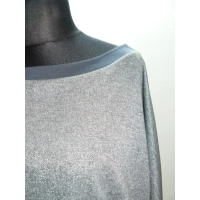 Cieplutki sweter KIMONO ze ściągaczami - srebrny z szarością